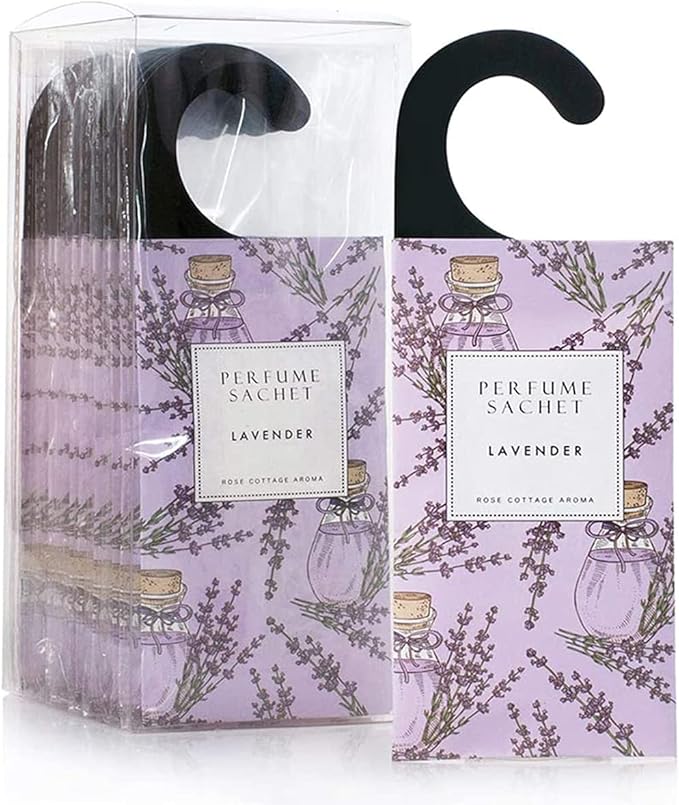 ROSE COTTAGE Large 12 Packs Lavender Hanging Closet Deodorizer Air Freshener by ROSECOTTAGE