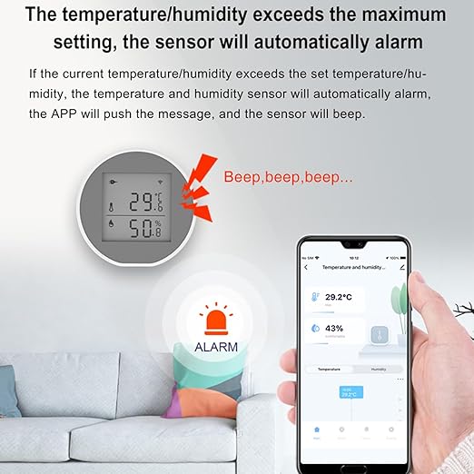 Wengart WiFi Temperature Humidity Sensor WSD400H, 2.4GHz Tuya App, Indoor LCD - Image 7
