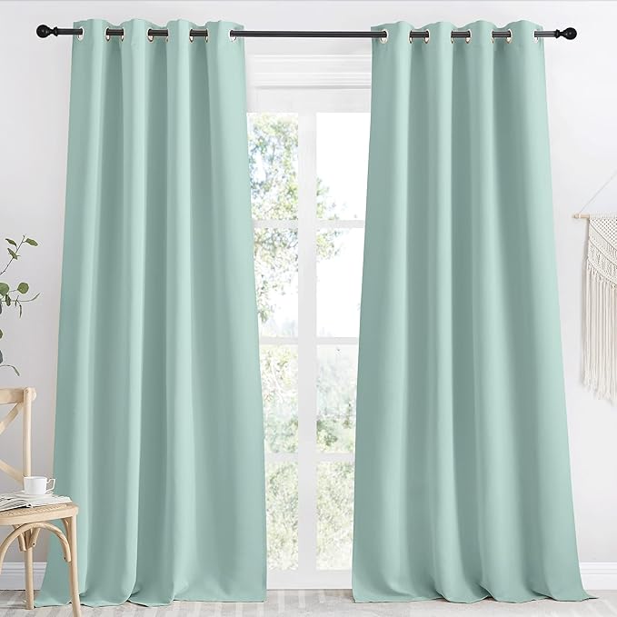 NICETOWN Kitchen Blackout Window Curtain Panel, Aqua Blue, 1 Panel, 55 by 96 by NICETOWN