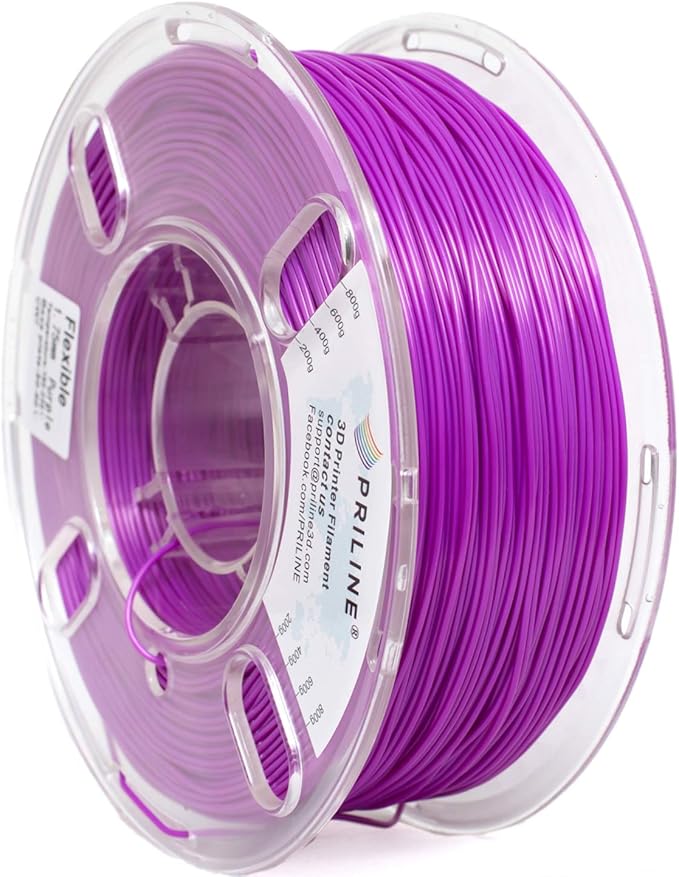 TPU Filament，PRILINE 98A TPU Flexible Soft 3D Printer Filament，1KG 1.75mm Spool by PRILINE