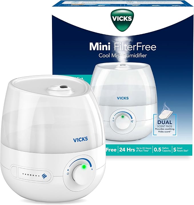 Vicks Mini Filter Free Cool Mist Humidifier, Small Room – Variable Mist Control by VicksDevices