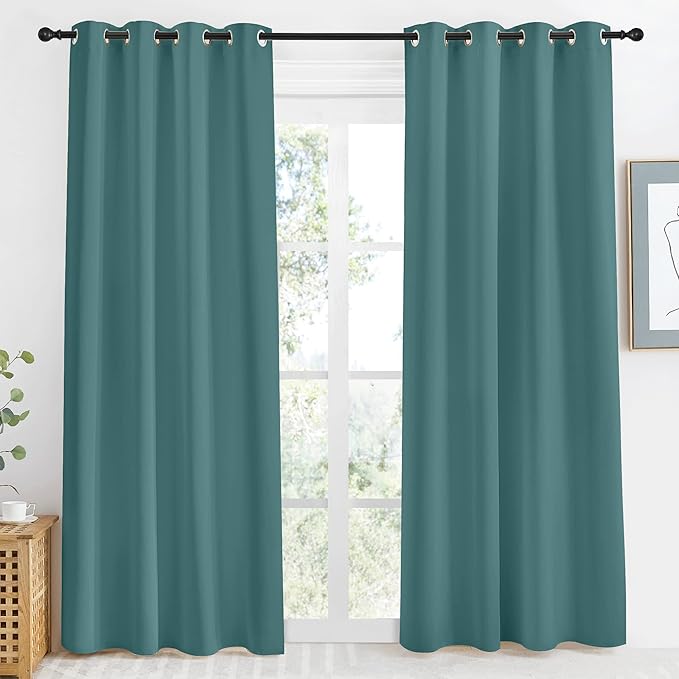 NICETOWN Blackout Drape for Nursery, Sea Teal, Single Panel, 55 by 86-inch by NICETOWN