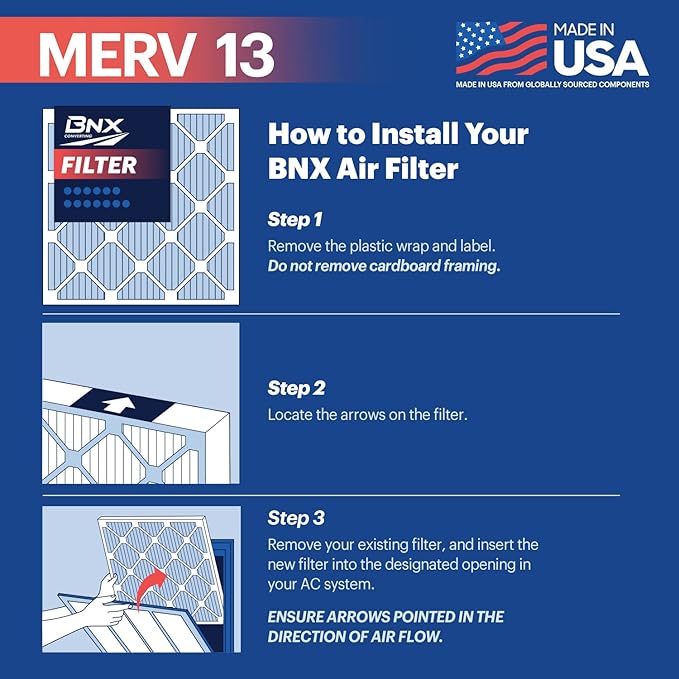 BNX TruFilter 20x25x1 MERV 13 AC Furnace Air Filter - Image 6