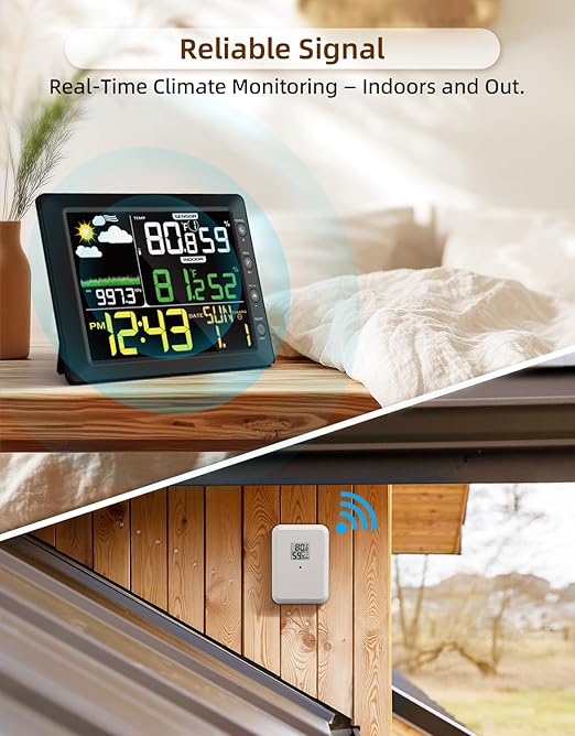 DOOMAY Indoor Outdoor Wireless Weather Station | Digital Thermometer Hygrometer - Image 3