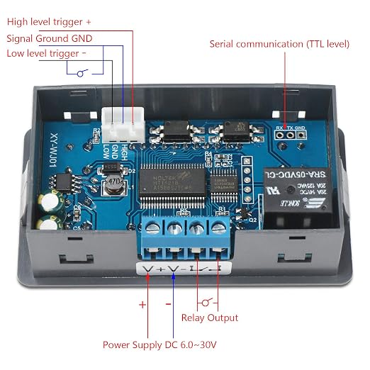DROK Delay Relay Module, DC 6-30V Timer Relay 12V 24V 0.01s-9999min 50mA - Image 4