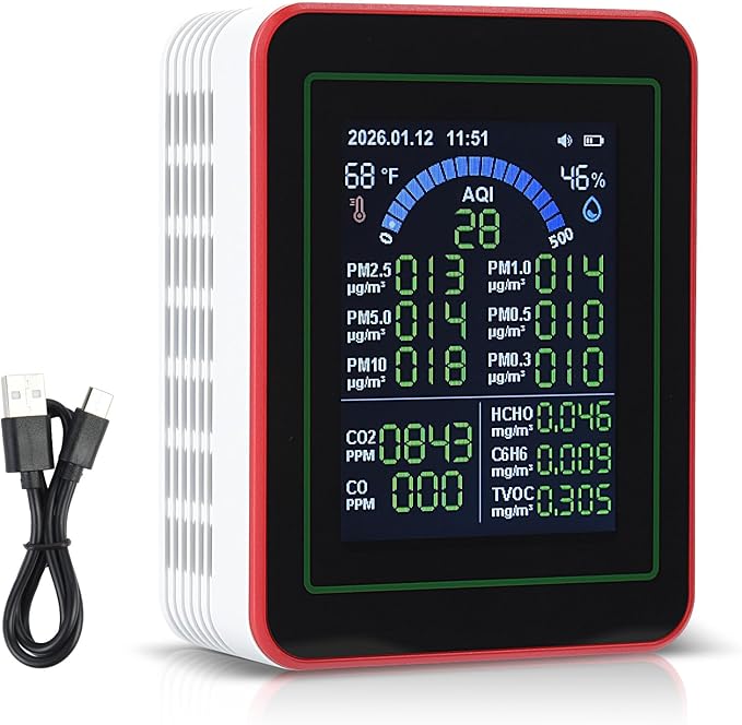 18-in-1 Smart Air Quality Monitor, Air Quality Detector Real-Time by ELUTENG