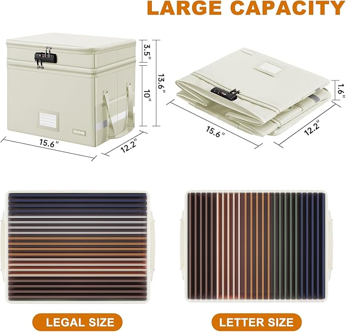 DocSafe File Box with Lock, Large Portable Home Office Filing Box - Image 5