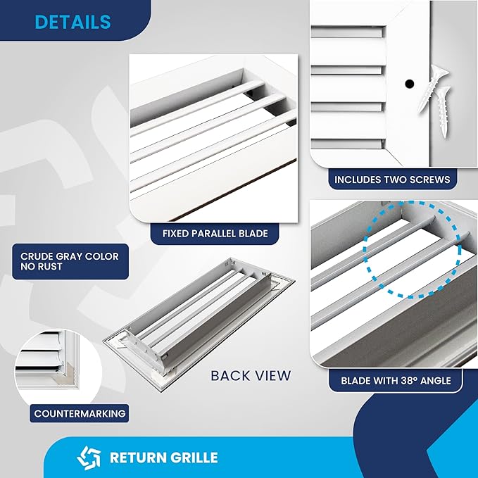 10x6 Inch Air Return Vent Cover Decorative – Premium Aluminum AC Vent Cover - Image 9