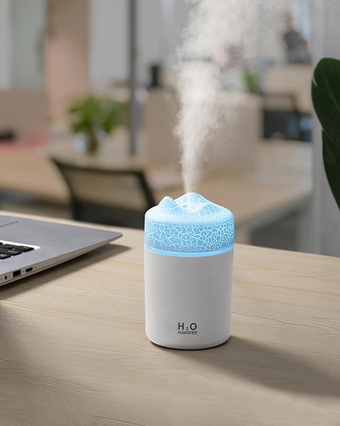 Portable Mini Humidifier, Colorful Volcanic Texture, 300mL Cool Mist Humidifier by Saunana