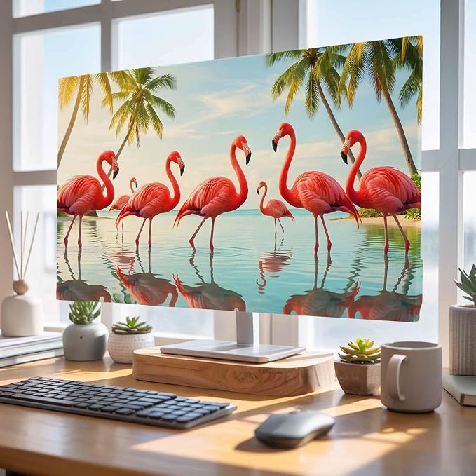 Summer Tropical Pink Flamingos Indoor TV Cover, Elastic TV Screen Protector - Image 5