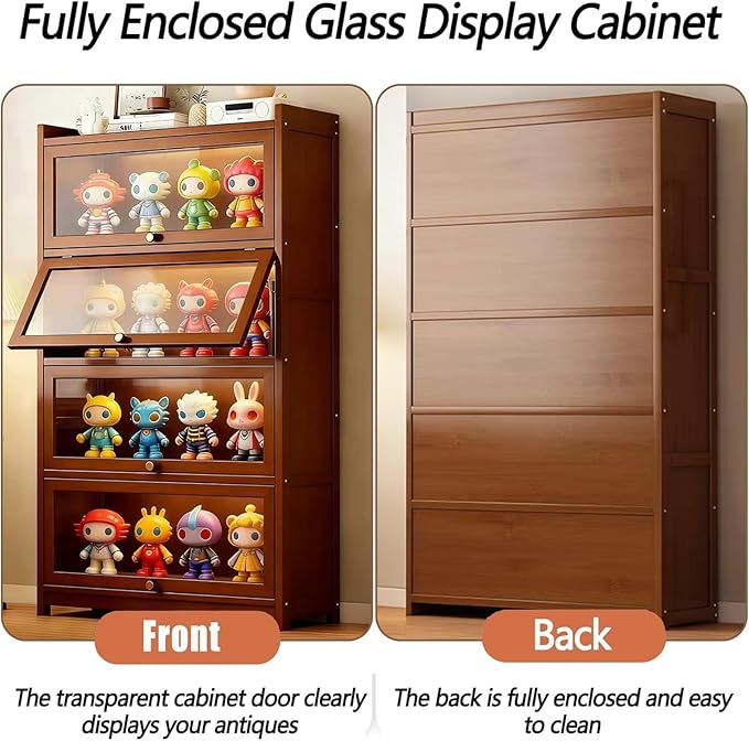 Display Cabinet with Acrylic Glass Doors, Tall Storage Cabinet with Adjustable - Image 4