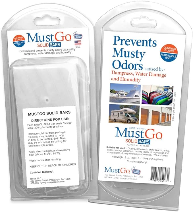 Solid Bars - Controls, Removes and Prevents Musty Odors in Closets, Sheds and by MustGo