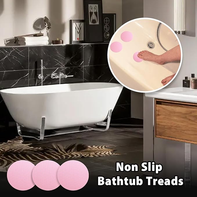 24 PCS Bathtub Non Slip Stickers Pink Adhesive Decals Round Shape Anti Slip - Image 3