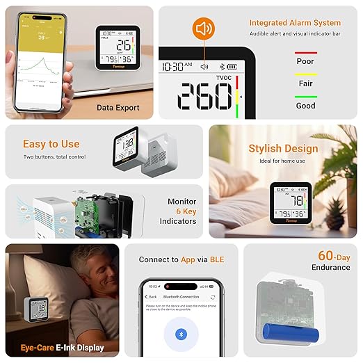 Temtop M10+ Indoor Air Quality Monitor & CO2 Meter - Image 2