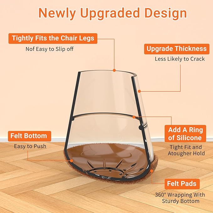 Chair Leg Floor Protectors Medium 24Pcs, Silicone Chair Leg Protectors - Image 4
