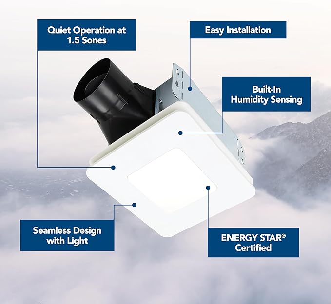 Broan-NuTone® Roomside Series Humidity Sensing Bathroom Exhaust Fan w/LED Light - Image 2
