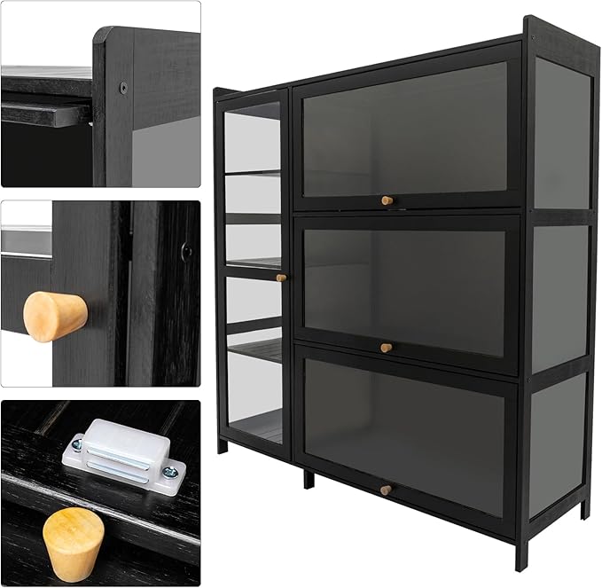 Display Cabinet with Acrylic Doors, 7 Storage Spaces Storage Cabinet & Curio - Image 7