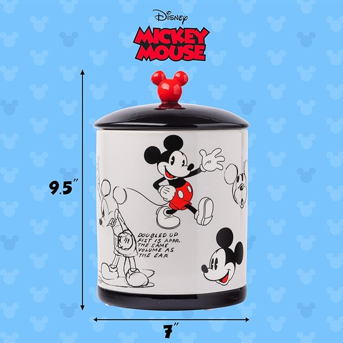 Silver Buffalo Disney Vintage Mickey Mouse Sketches Ceramic Cookie Snack Jar - Image 2