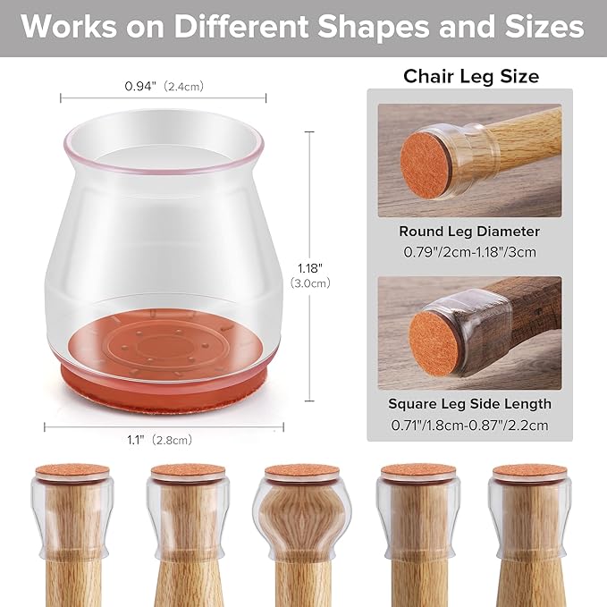 24PCS Upgraded Silicone Chair Leg Floor Protectors - Image 2