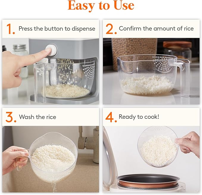 Lifewit Rice Dispenser 25 Lbs, Rice Storage Container Sealed Moisture Proof - Image 8