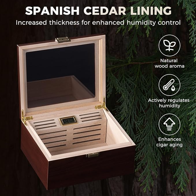 ProCase Wood Cigar Humidor Box, Wooden Desktop Cigar Storage Case, - Image 6