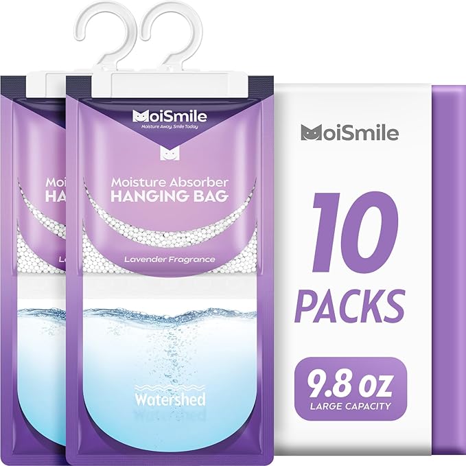 Moisture Absorbers 10 Pack Lavender Fragrance, Hanging Closet Dehumidifier Bags by MoistureAbsorbers