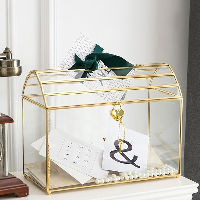 Wedding Card Box with Slot, 12.2'' Large Glass Card Boxes - Image 7