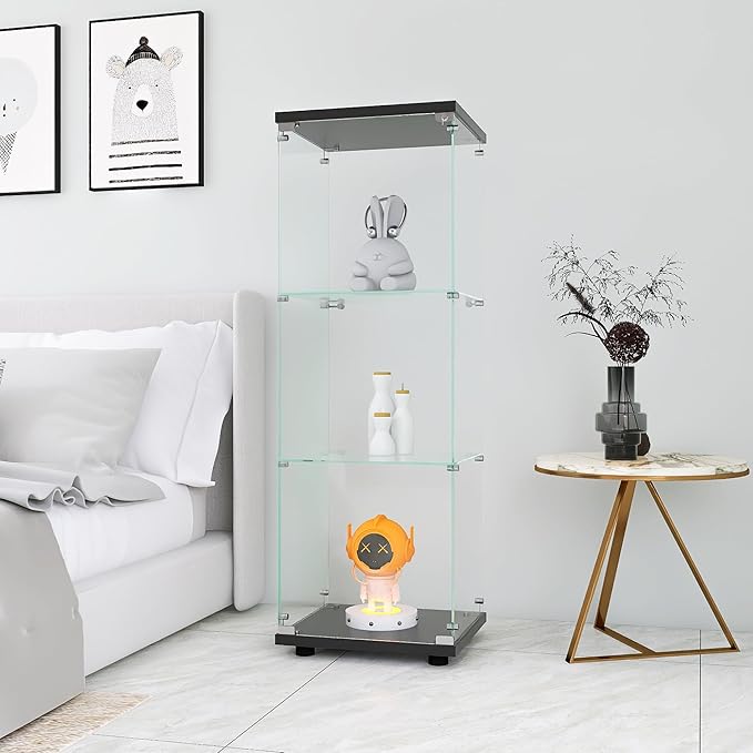 Yoluckea 3 Shelves Glass Display Cabinet - Image 5