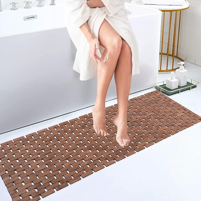 Bath Mat Bathroom Runner Long Large Rugs Floor Wood Shower Bathtub Waterproof by Fovlaurs