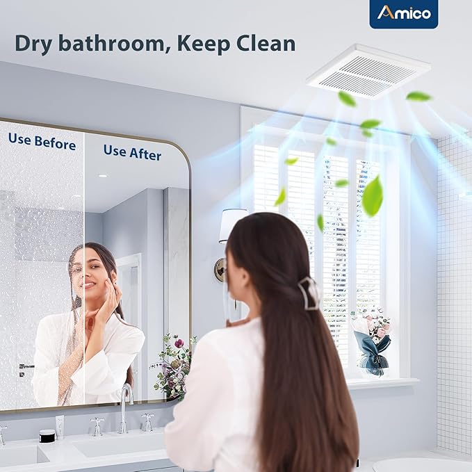 Amico Bathroom Exhaust Fan, 1.5 Sones, 110 CFM, Low Noise, Ceiling Mounted - Image 6