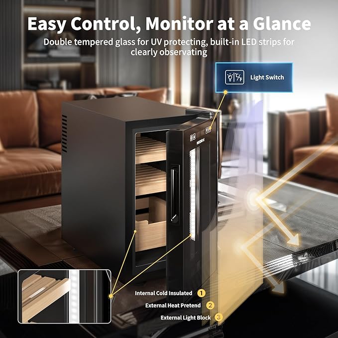 NEEDONE 23L Pro 1S Cigar Humidor, Smart Humidity & Temp Quiet Control, Holds - Image 5