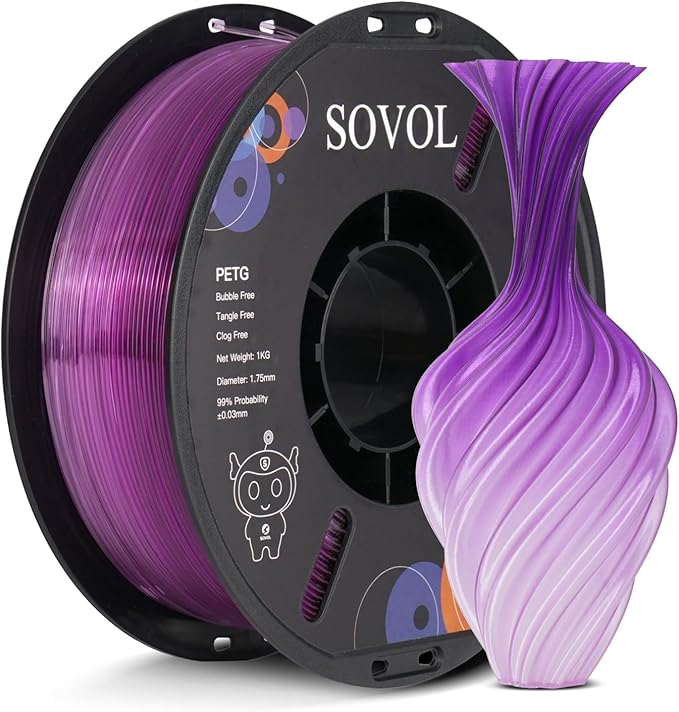 Sovol 3D Printer PETG Filament 1.75mm, Gradient Multicolors Filaments Material by Sovol