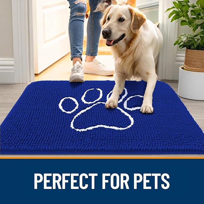 OLANLY Dog Door Mat for Muddy Paws 36x24, Paw Print Design, Absorbs Moisture - Image 6