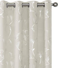 BUHUA Blackout Curtains Silver Foil Print Flower Vine Grommet Drapes, Room by BUHUA