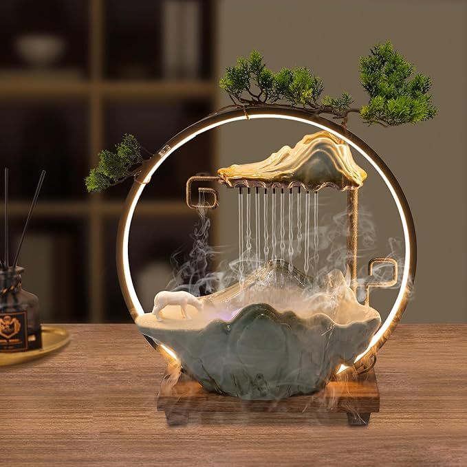 15In Fake Tree Bonsai Humidifier Water Fountain Waterfall Indoor Tabletop - Image 5