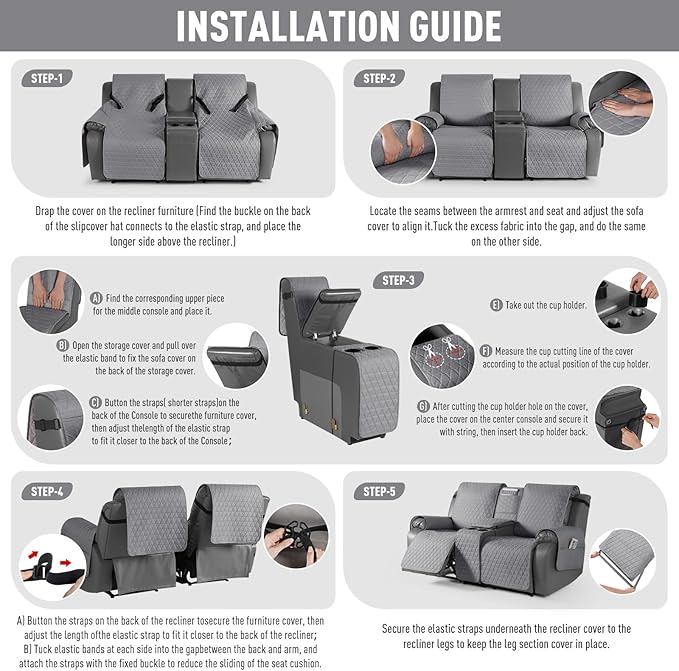 TAOCOCO 100% Waterproof Loveseat Recliner Couch Sofa Covers - Image 7