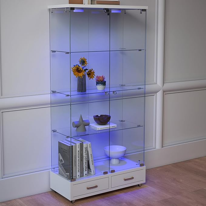 Yoluckea 4 Tier Glass Display Cabinet - Image 8