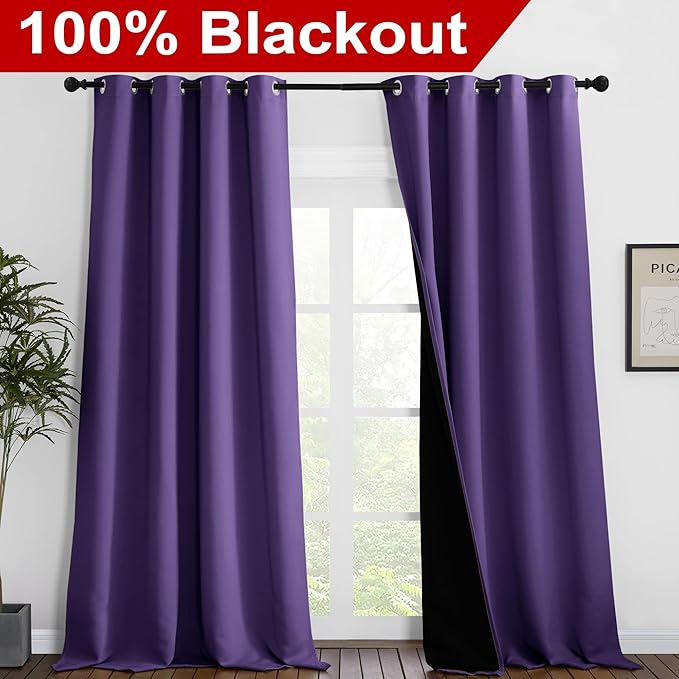 NICETOWN 100% Blackout Blinds, 52 inches x 102 inches, Laundry Room Decor - Image 2