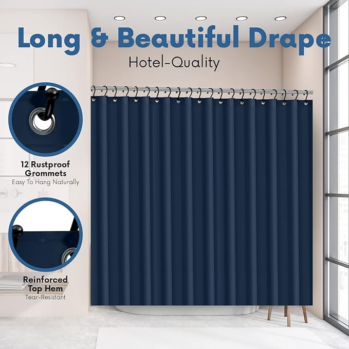Italian Collection PEVA Shower Curtain Liner 6G Thick, PVC-Free 72" x 72" – - Image 5