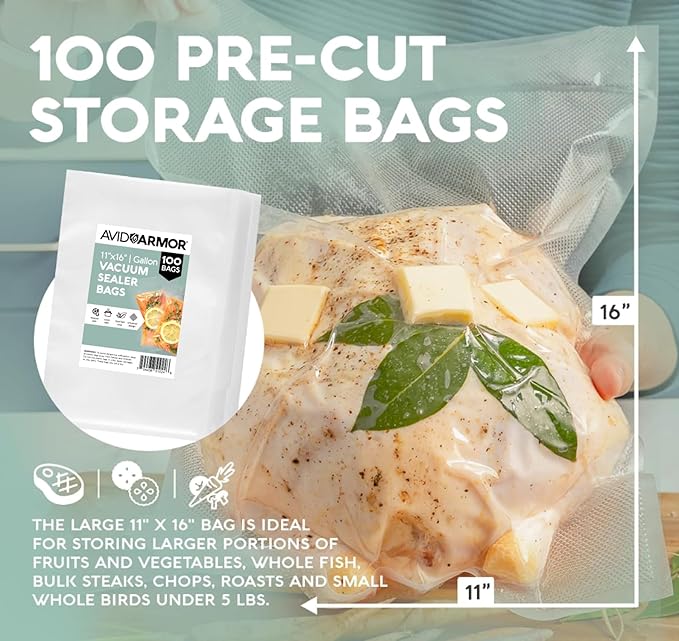 Avid Armor Vacuum Sealer Bags 100 Gallon 11"x16" - Image 6
