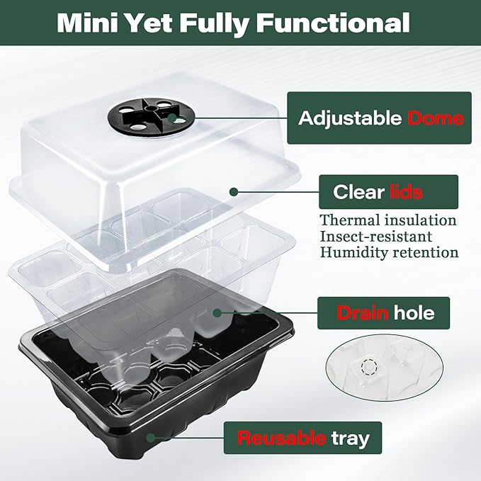 ZeeDix 6 Set Seed Starter Tray Kits, 6 Pack Seed Trays - Image 2