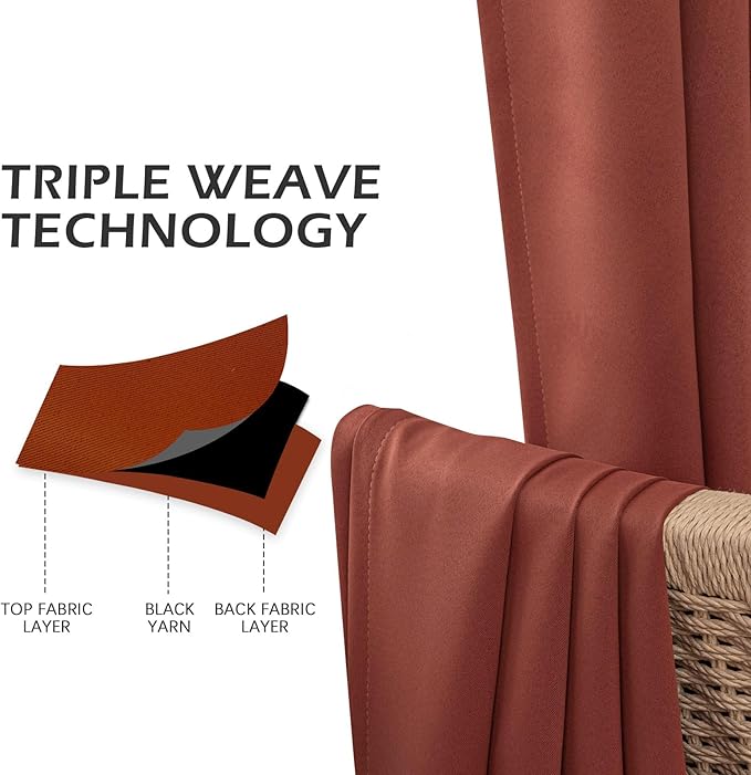 MYSKY HOME Brick Red Blackout Curtains - Image 5