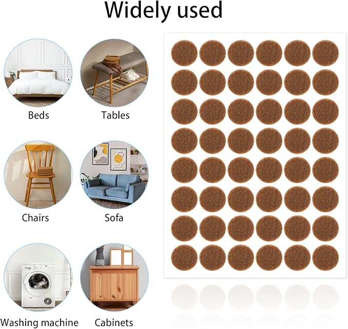 48 Pcs Brown Felt Cabinet Door Pads, 1/2 Inches Diameter Self Adhesive Felt - Image 5