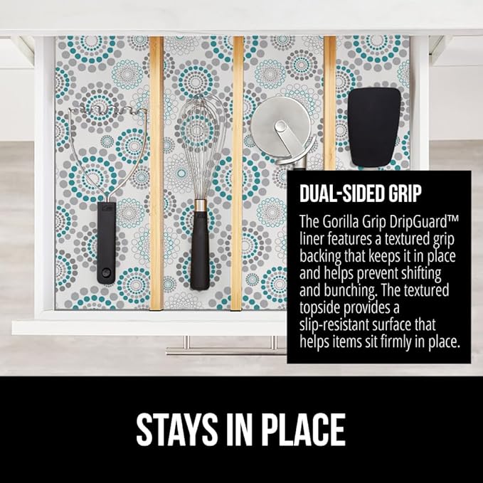 GORILLA GRIP DripGuard Shelf Liner, Non-Adhesive Drawer and Kitchen Cabinet - Image 4