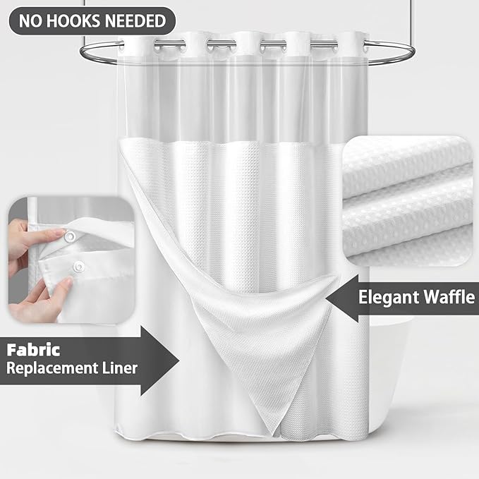 No Hook Shower Curtain and Liner Set - Image 3
