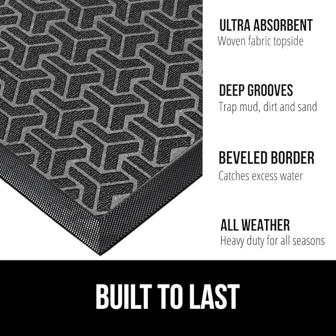 GORILLA GRIP 100% Waterproof All-Season WeatherMax Doormat, US Designed Natural - Image 3