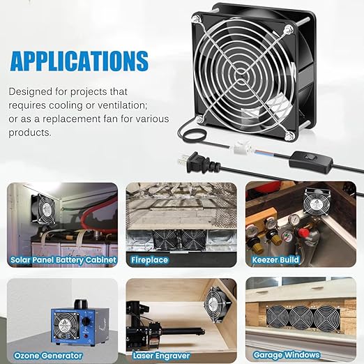 GDSTIME AXIAL Fan 12038, 110V 120V AC 120mm Fan, Ventilation Exhaust Projects - Image 2