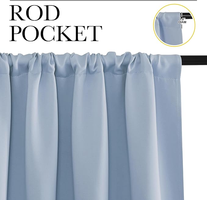 NICETOWN Blackout Curtains for Living Curtains, Vintage Blue, 52 by 63 Inch - Image 2
