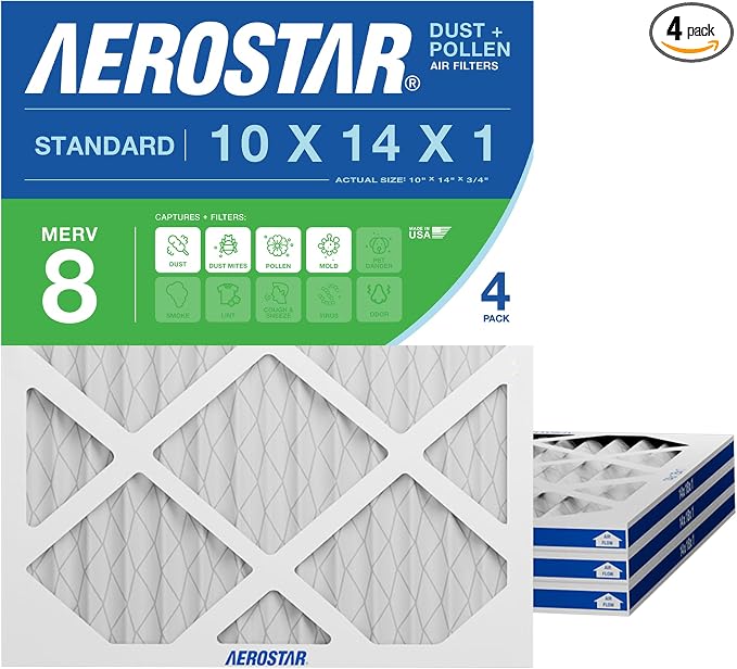 Aerostar 10x14x1 MERV 8 High Efficiency Pleated Air Filter, Electrostatic AC by AirFiltersDelivered