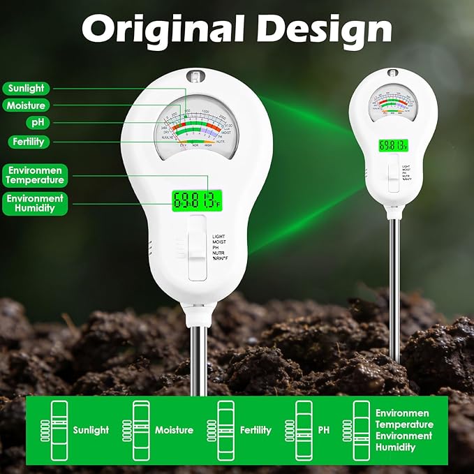 6-in-1 Soil Test Kit with 3 Replaceable Probes, Soil Tester - Image 4